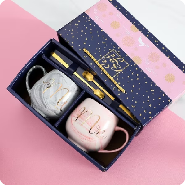 Couple Mug Nordic Spoon With Gift Box