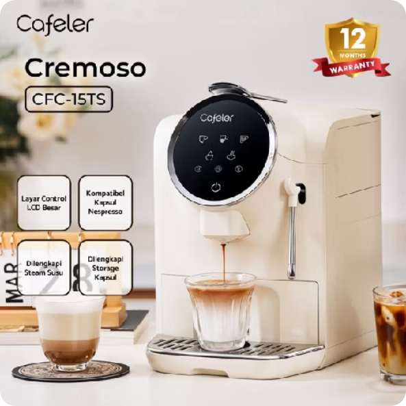 Cafeler Mesin Kopi Kapsul 2 Thermoblock + Milk Frother Steam Wand
