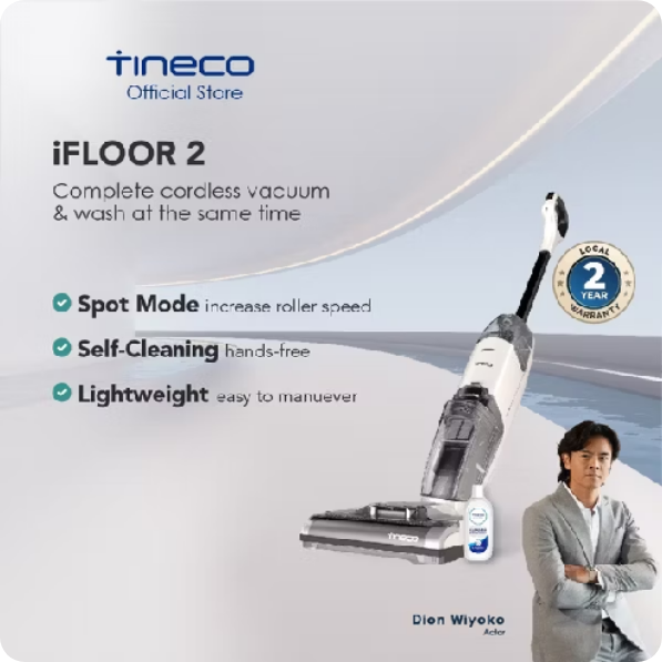 Tineco iFLOOR 2 Powerful Wet Dry Cordless Stick Vacuum Cleaner Mop Scrubber Washer Penyedot Debu