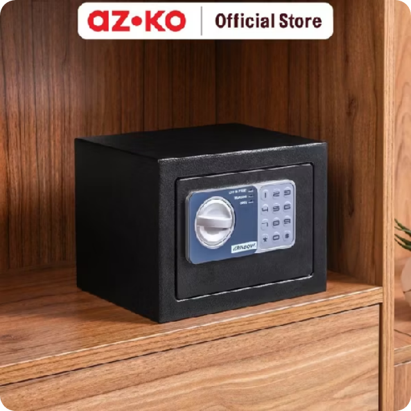 AZKO Krisbow 23x17x17 cm Brankas Besi 17nef 1/3mm - Hitam Steel Safe Perangkat Keamanan Safety Box Home
