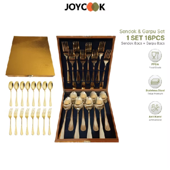 JOYCOOK Sendok Garpu Gold Set