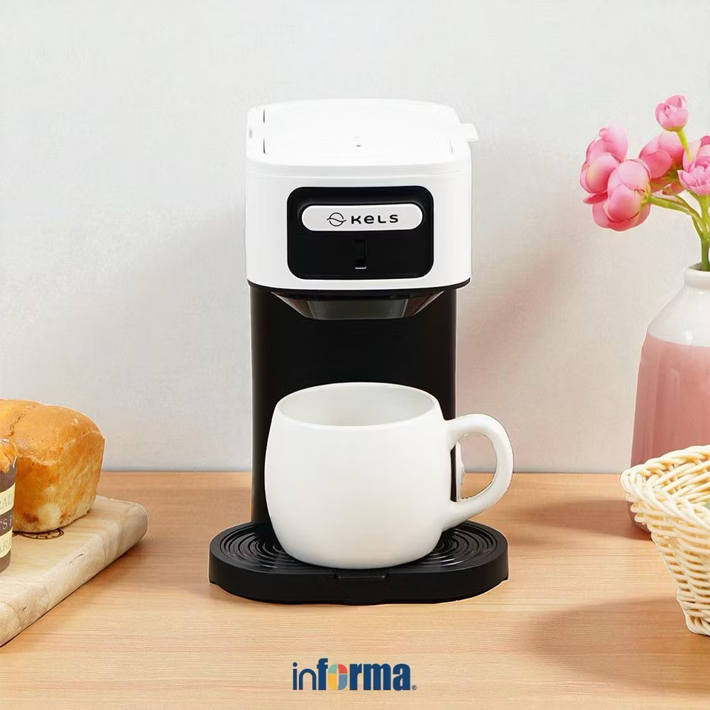￼Informa Kels Xavy Coffee Maker One Cup 300 ml - Putih Mesin Kopi Pembuat Kopi Coffee Machine Alat Seduh Elektrik