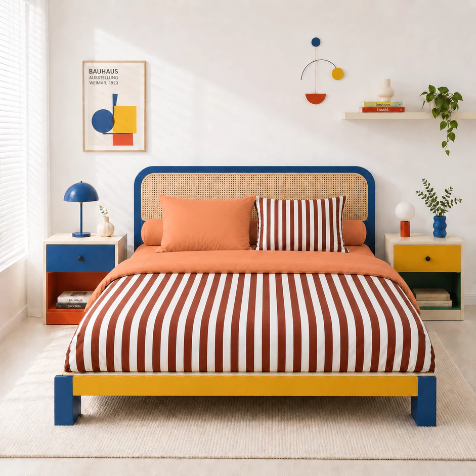 Bedcover Set Sprei Stripe Mix Plain Ukuran Lengkap 90x200-200x200