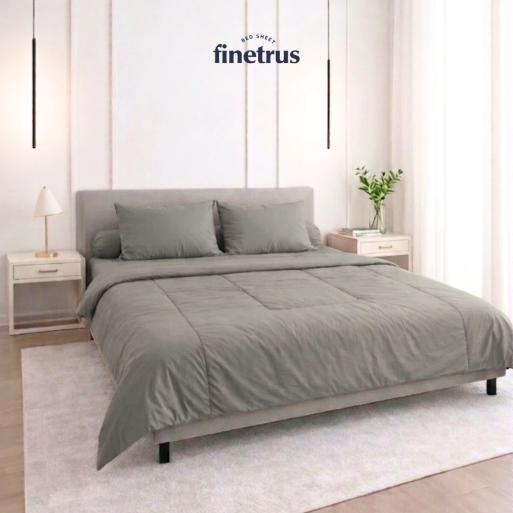 Finetrus - Bedcover set sprei warna polos
