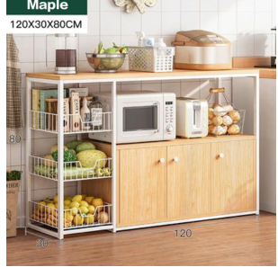 PiPi Furniture Rak Dapur Serbaguna Lemari Dapur Rak Oven Rak Microwave Rak Dapur Kayu Serbaguna