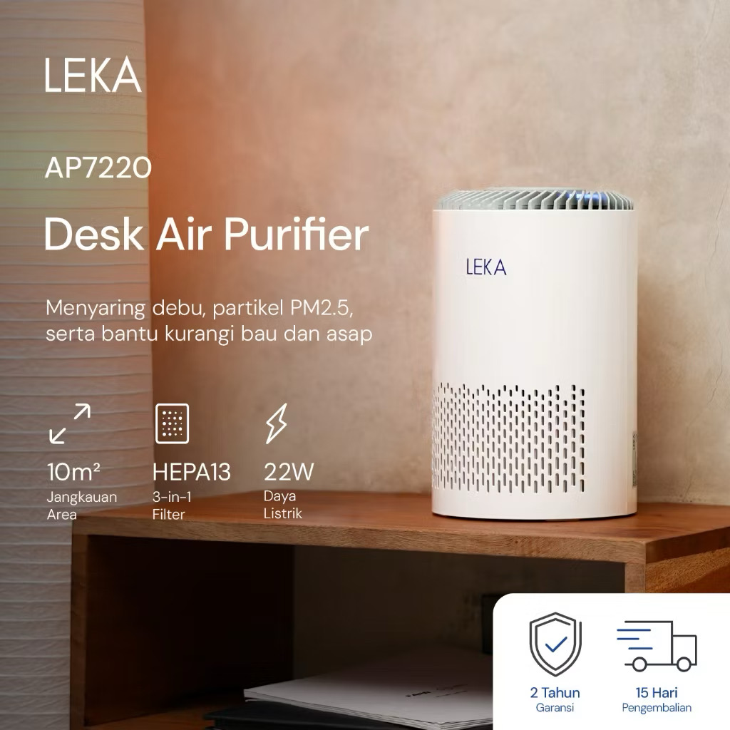 ￼LEKA - AP7220 Desk Air Purifier - Pembersih Udara Mini Ringkas True HEPA13
