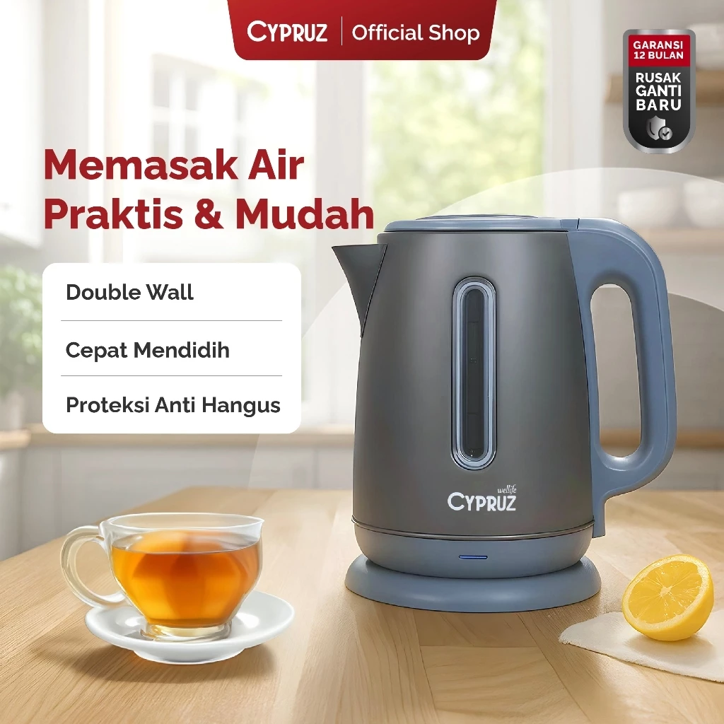 Cypruz Teko Listrik Travel 500 ML - Stainless 1200 ML - Borosilicate Glass 1700 ML - Double Wall 1800 ML